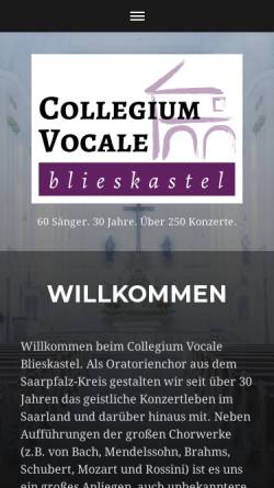 Vorschau der mobilen Webseite www.collegium-vocale-blk.de, Collegium Vocale Blieskastel