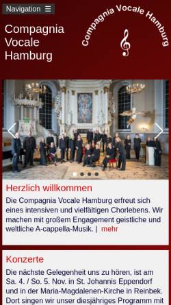 Vorschau der mobilen Webseite www.compagniavocale.de, Compagnia Vocale Hamburg