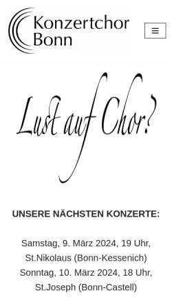 Vorschau der mobilen Webseite www.konzertchor-bonn.de, Konzertchor Bonn e.V.