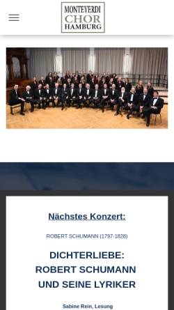 Vorschau der mobilen Webseite www.monteverdi-chor.de, Monteverdi-Chor Hamburg