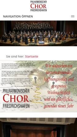 Vorschau der mobilen Webseite www.philharmonischerchor-friedrichshafen.de, Philharmonischer Chor Friedrichshafen