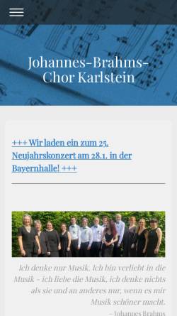 Vorschau der mobilen Webseite www.jbc-karlstein.de, Johannes-Brahms-Chor, Karlstein