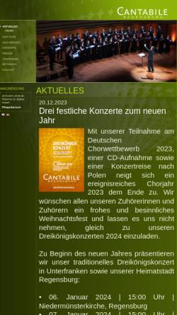 Vorschau der mobilen Webseite www.cantabile-regensburg.de, Vokalensemble Cantabile