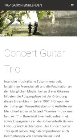 Vorschau der mobilen Webseite www.concertguitartrio.ch, Concert Guitar Trio