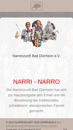 Vorschau der mobilen Webseite www.narrenzunft-badduerrheim.de, Narrenzunft Bad Dürrheim