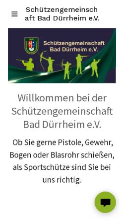 Vorschau der mobilen Webseite www.schuetzengemeinschaft-badduerrheim.de, Schützengemeinschaft Bad Dürrheim e.V.