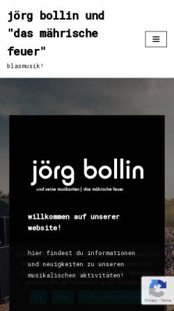 Vorschau der mobilen Webseite www.j-bollin.de, Jörg Bollin und Das Mährische Feuer