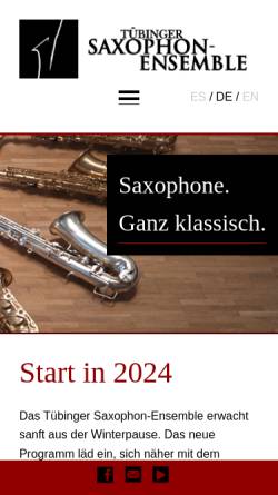 Vorschau der mobilen Webseite www.saxophon-ensemble.de, Tübinger Saxophon-Ensemble e. V.
