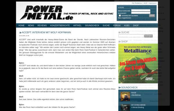 Vorschau von www.powermetal.de, Powermetal.de: Accept Interview