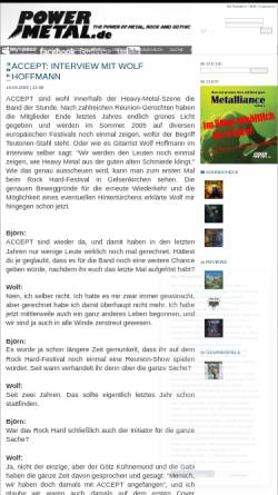 Vorschau der mobilen Webseite www.powermetal.de, Powermetal.de: Accept Interview