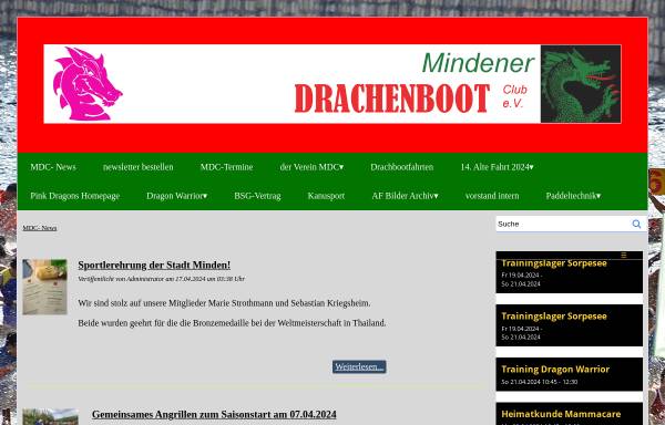 Vorschau von www.mdc-minden.de, Mindener Drachenboot Club e.V.