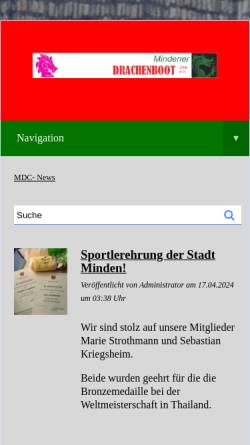 Vorschau der mobilen Webseite www.mdc-minden.de, Mindener Drachenboot Club e.V.