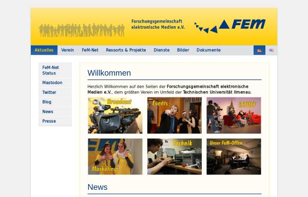 Vorschau von www.fem.tu-ilmenau.de, FEM - Forschungsgemeinschaft Elektronische Medien e.V.