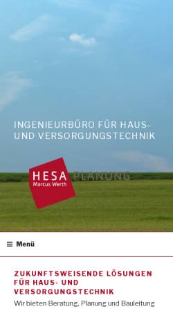 Vorschau der mobilen Webseite www.hesa-planung.de, Hesa Planung Werth