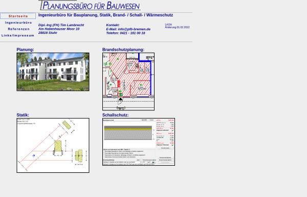 Vorschau von www.pfb-bremen.de, Planungsbüro für Bauwesen, Dipl.-Ing.(FH) Tim Lambrecht