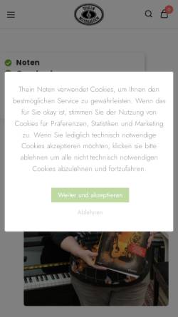 Vorschau der mobilen Webseite www.thein-noten.de, Musikalien & Noten Maria Thein