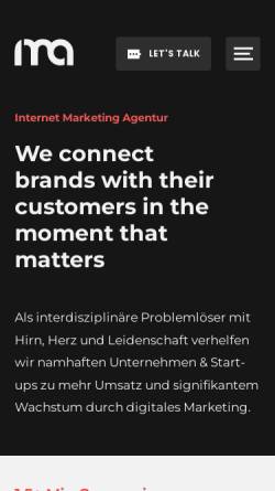 Vorschau der mobilen Webseite www.internet-marketing-agentur.com, IMA GmbH · Marketing & Consulting