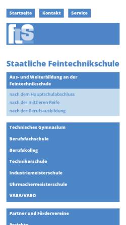 Vorschau der mobilen Webseite www.feintechnikschule.de, Staatliche Feintechnikschule