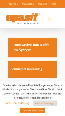 Vorschau der mobilen Webseite epasit.de, epasit GmbH - Spezialbaustoffe