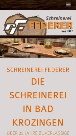 Vorschau der mobilen Webseite www.schreinerei-federer-freiburg.de, Schreinerei Federer