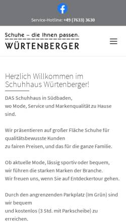 Vorschau der mobilen Webseite www.schuh-wuertenberger.de, Schuhhaus Würtenberger