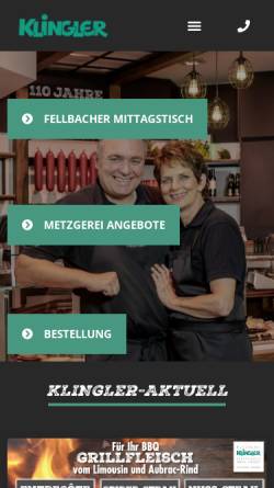 Vorschau der mobilen Webseite www.metzgerei-klingler.de, Metzgerei Klingler