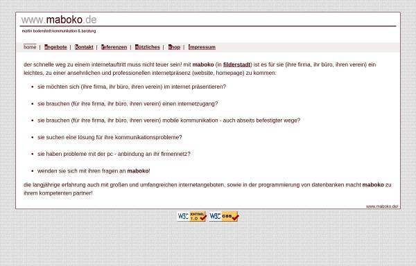 Vorschau von www.maboko.de, Martin Bodenstedt Kommunikation und Beratung