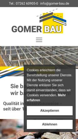 Vorschau der mobilen Webseite www.gomer-bau.de, Gomer Bau GmbH