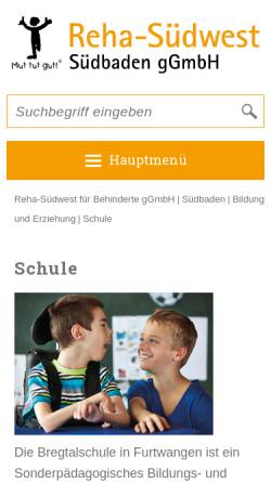 Vorschau der mobilen Webseite www.reha-suedwest.de, Bregtalschule