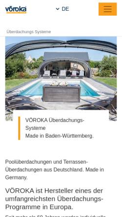 Vorschau der mobilen Webseite www.voeroka.de, Vöroka Schwimmbad-Überdachungen GmbH