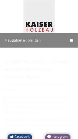 Vorschau der mobilen Webseite www.kaiser-holzbau.de, Kaiser-Holzbau