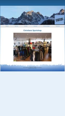 Vorschau der mobilen Webseite www.christians-sportshop.de, Christians Shortshop