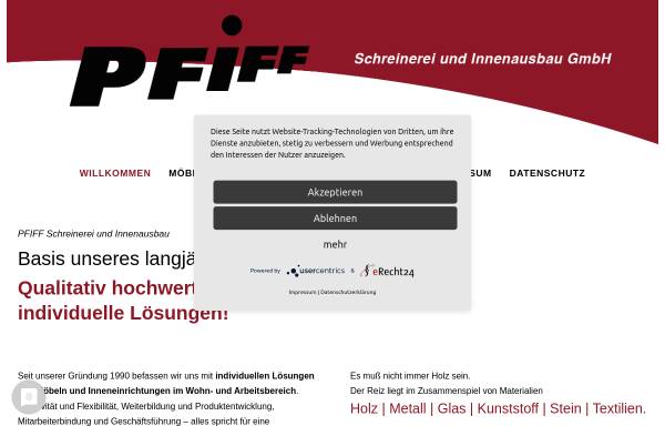 Vorschau von www.pfiff-gmbh.com, PFIFF GmbH Schreinerei und Innenausbau