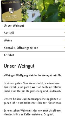 Vorschau der mobilen Webseite www.haidlewein.de, Weingut Wolfgang Haidle