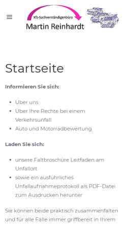 Vorschau der mobilen Webseite www.bei-unfall.de, KFZ-Sachverständigenbüro für Schäden und Bewertung
