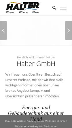 Vorschau der mobilen Webseite www.halter-gmbh.com, Halter GmbH - Wasser - Wärme - Klima