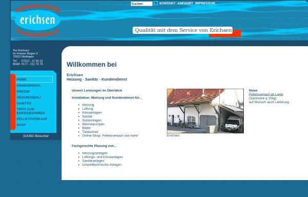 Vorschau von www.erichsen-kd.de, Erichsen - Heizung+Sanitär