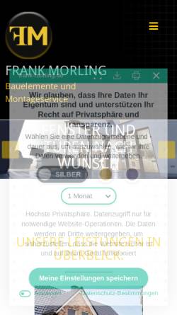 Vorschau der mobilen Webseite frank-morling.de, Frank Morling Bauelemente und Montageservice,