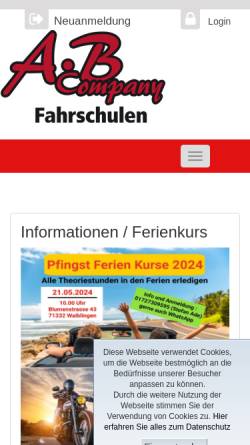 Vorschau der mobilen Webseite www.abcompany.de, A B Company Fahrschulen