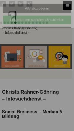 Vorschau der mobilen Webseite www.rahner-info.de, Christa Rahner-Göhring Infosuchdienst