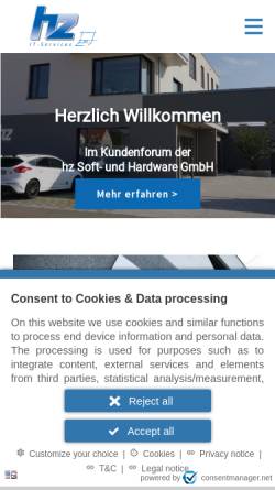 Vorschau der mobilen Webseite www.hz-gmbh.de, hz Soft- & Hardware GmbH