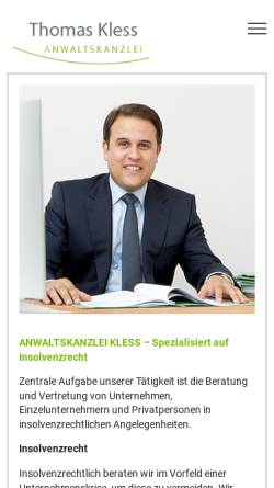Vorschau der mobilen Webseite www.anwaltskanzlei-kless.de, Anwaltskanzlei Thomas Kless