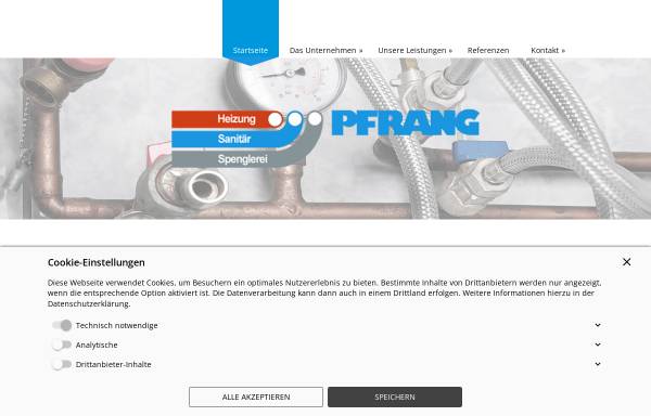 Vorschau von www.pfrang-installationen.de, PFRANG - Heizung, Sanitär, Spenglerei