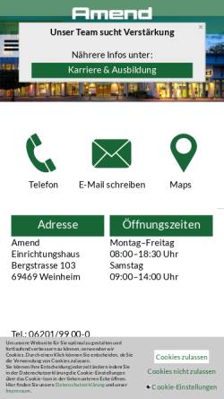 Vorschau der mobilen Webseite www.amend-weinheim.de, Amend - Weinheim