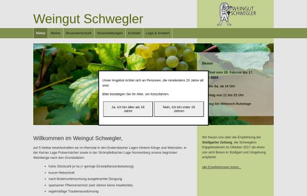 Vorschau von www.weingut-schwegler.de, Weingut Schwegler