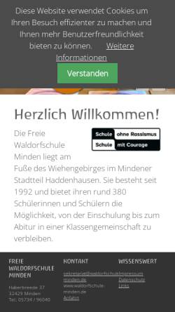 Vorschau der mobilen Webseite www.waldorfschule-minden.de, Freie Waldorfschule Minden e.V.