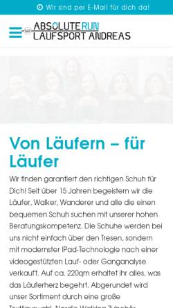 Vorschau der mobilen Webseite laufsport.de, Laufsport Andreas
