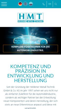 Vorschau der mobilen Webseite www.hmt-automotive.com, HMT Heldener Metalltechnik GmbH & Co. KG