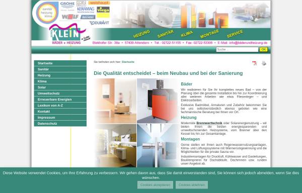 Vorschau von www.klein-attendorn.de, Klein - Bäder und Heizung