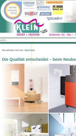 Vorschau der mobilen Webseite www.klein-attendorn.de, Klein - Bäder und Heizung